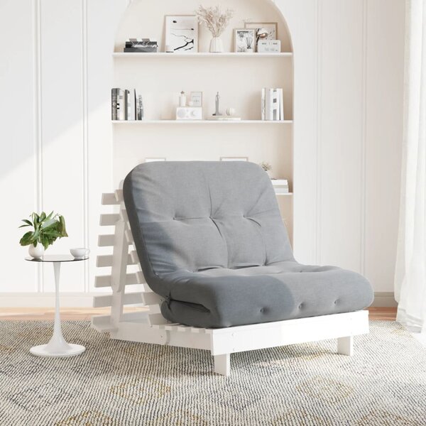 Futon Slaapbank Met Matras Massief Grenenhout 80 x 206 x 11 cm Wit