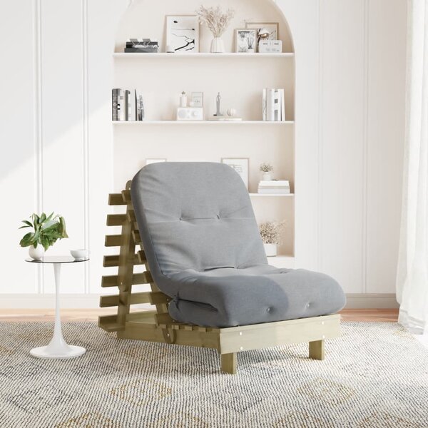 Futon Slaapbank Met Matras Ge&iuml;mpregneerd Hout 70 x 206 x 11 cm Naturel ge&iuml;mpregneerd
