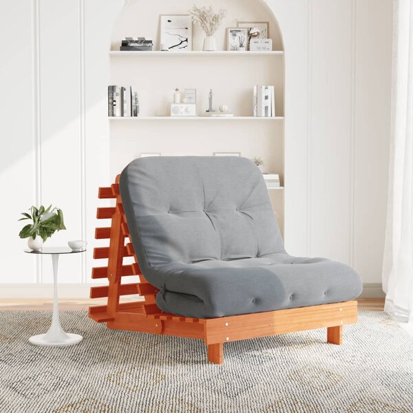 Futon Slaapbank Met Matras Grenenhout 80 x 206 x 11 cm Wasbruin