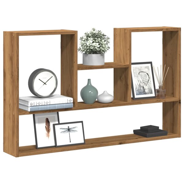 Wandschap 99X15X60 Cm Bewerkt Hout Artisanaal Kleurig Eiken