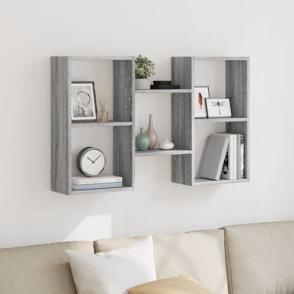 Wandschap 96X18X60 Cm Bewerkt Hout Eikenkleurig Grijs sonoma