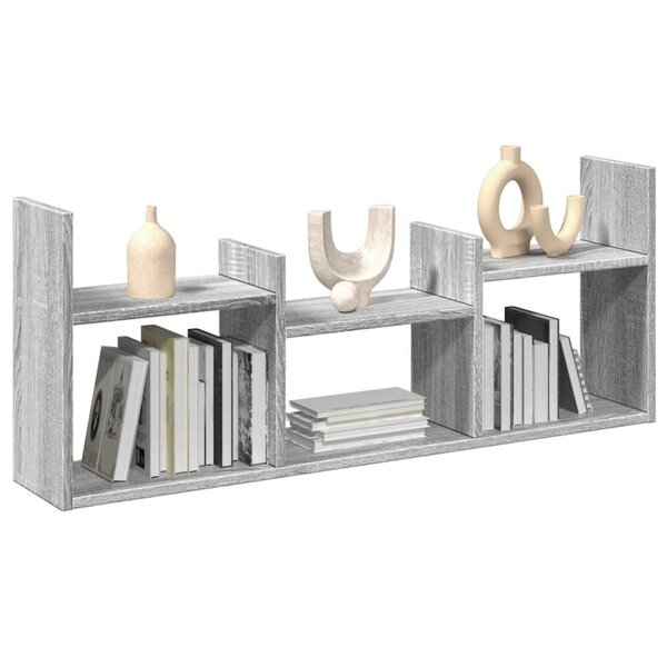Wandkast 100X18X40 Cm Bewerkt Hout Eikenkleurig Grijs sonoma