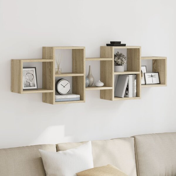 Wandschap Bewerkt Hout Kleurig 129 x 18 x 42 cm Sonoma eiken