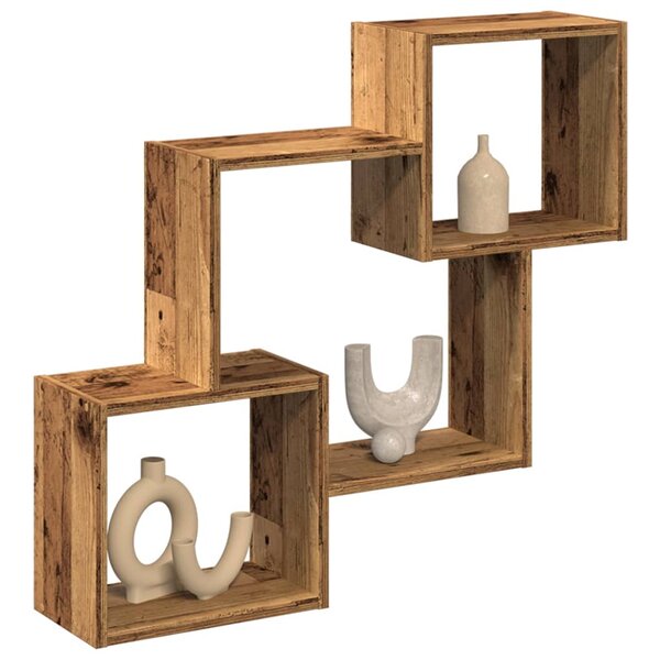 Wandkast 78X18X71 Cm Bewerkt Hout Kleurig Oud hout