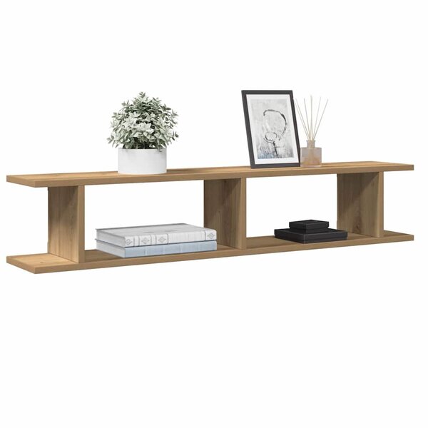 Wandschappen 2 st 105x18x20 cm bewerkt hout artisanaal eiken