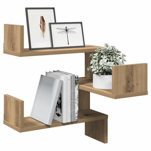 Hoekwandschap 40X40X49,5 Cm Bewerkt Hout Artisanaal Eiken 1 artisanaal eikenkleurig