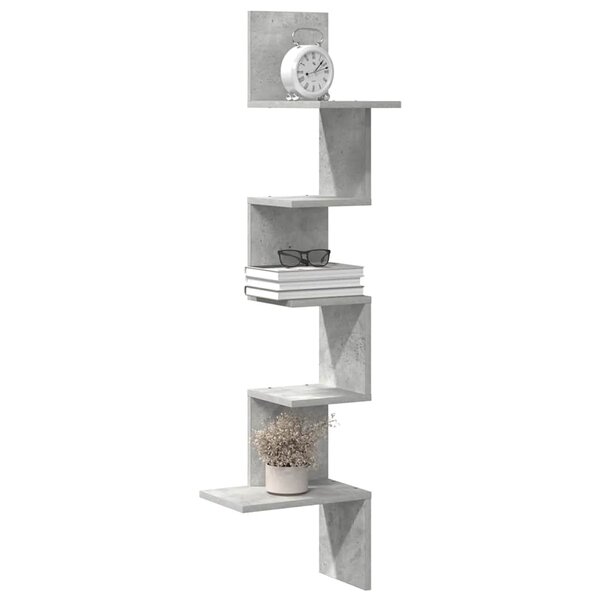 Hoekwandschap 32X32X127,5 Cm Bewerkt Hout 32 x 32 x 127.5 cm Betongrijs