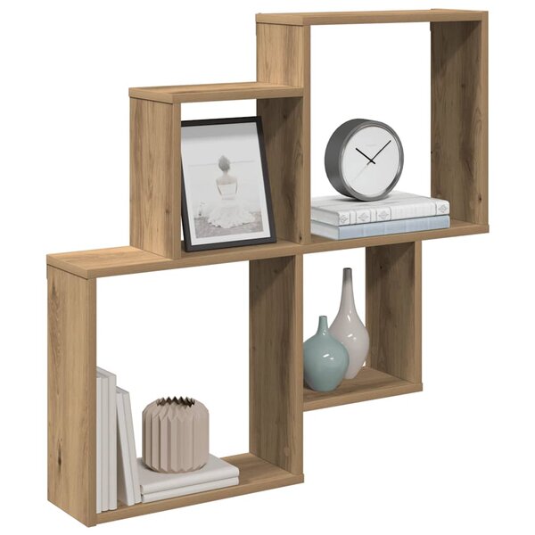 Wandschap 80X15X78,5 Cm Bewerkt Hout artisanaal eikenkleurig
