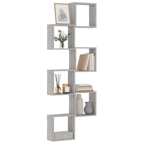 Wandschappen Kubus 30X15X30 Cm 6 Grijs sonoma