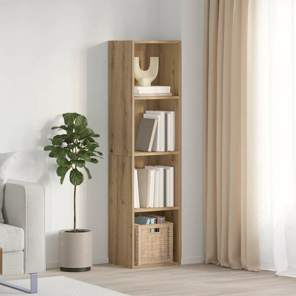 Boekenkast/Tv-Meubel 36X30X143Cm Bewerkt Hout Artisanaal Eiken artisanaal eikenkleurig