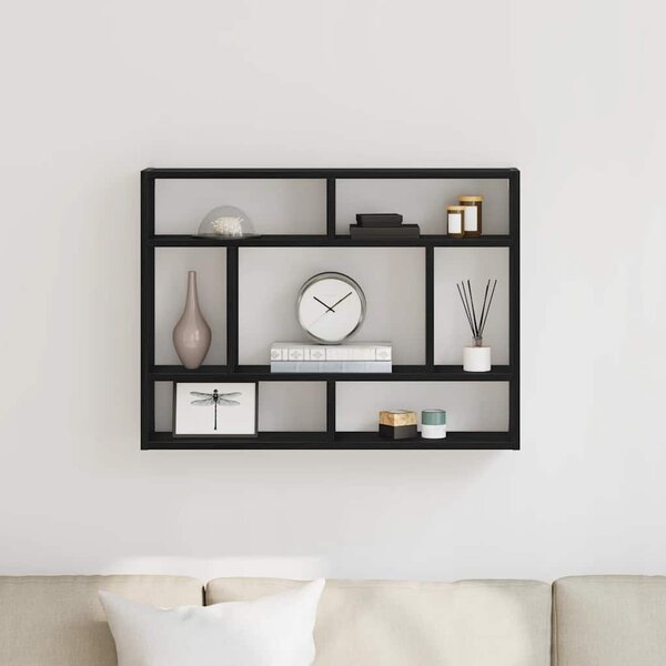 Wandschap 75x16x55 cm bewerkt hout zwart eikenkleur