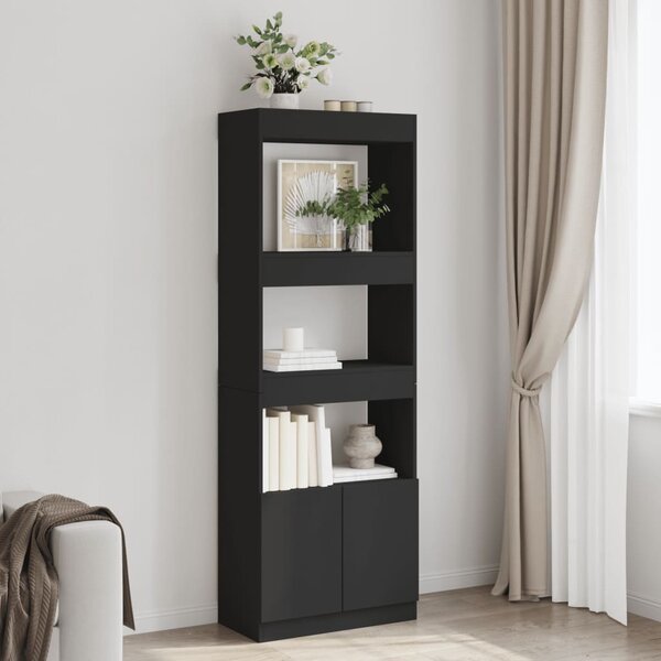 Hoge Kast 63X33X Bewerkt Hout Zwart 63 cm 180 cm
