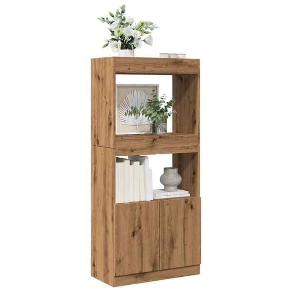Hoge Kast 63X33X Bewerkt Hout Artisanaal Kleurig Eiken 63 cm 140 cm