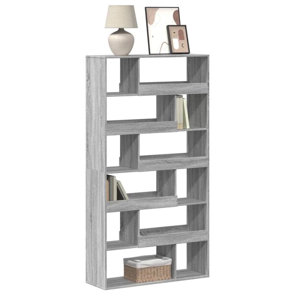 Boekenkast 100X33X187,5 Cm Bewerkt Hout Eikenkleur 187.5 cm Grijs sonoma