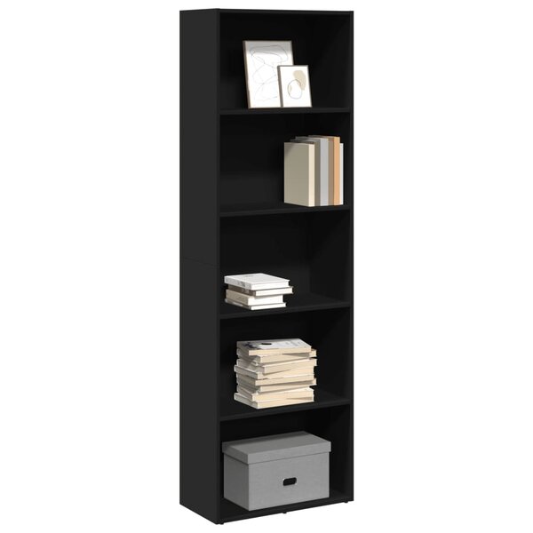 Boekenkast 60X30X Bewerkt Hout Zwart 60 cm 189 cm