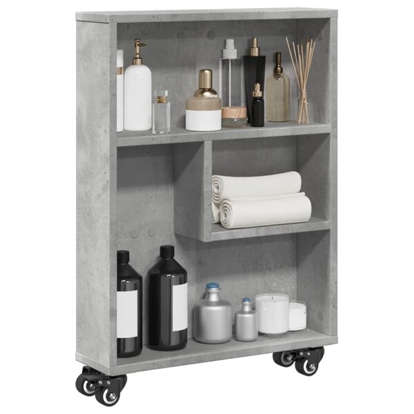 Opbergtrolley Smal 48X13X68 Cm Bewerkt Hout Betongrijs