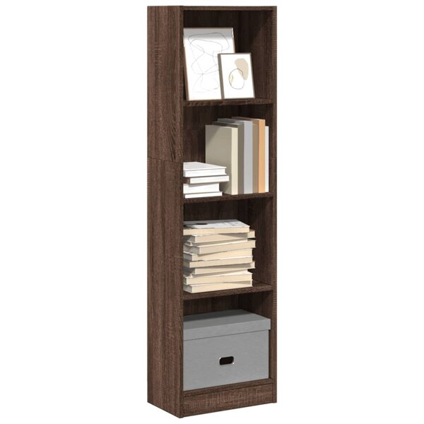 Boekenkast 40x24x143 cm bewerkt hout bruin eikenkleurig