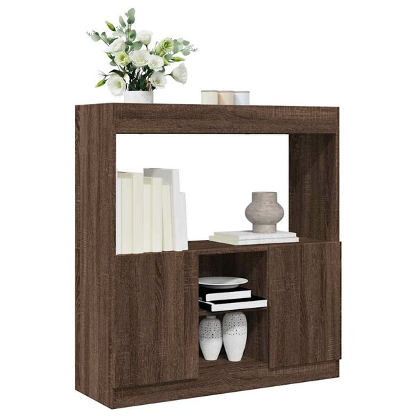 Hoge Kast 92X33X Bewerkt Hout Ig Bruin Eikenkleur 92 cm 100 cm