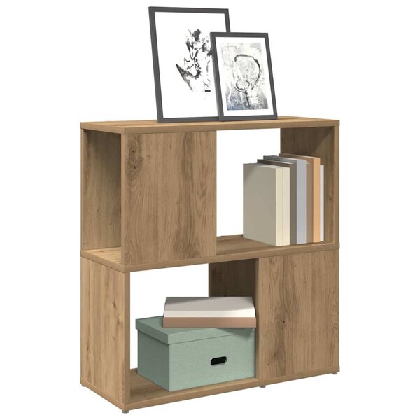 Boekenkast 60X24X63 Cm Bewerkt Hout Artisanaal Eikenkleur 60 x 24 x 63 cm