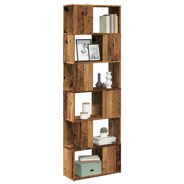 Boekenkast/Kamerscherm 60X24X186 Cm Kleurig Oud hout