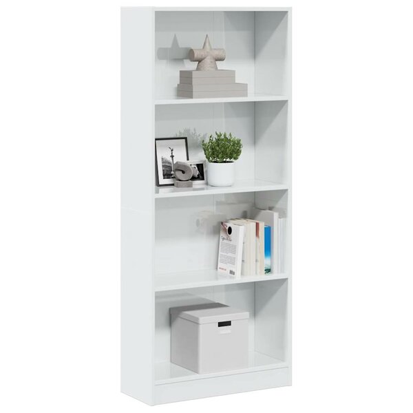 Boekenkast 60X24X Bewerkt Hout Hoogglans Wit 60 cm 143 cm