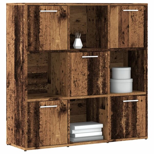 Boekenkast 90X28X90 Cm Bewerkt Hout Kleurig Oud hout