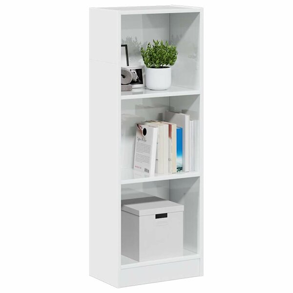 Boekenkast 40x24x109 cm bewerkt hout hoogglans wit