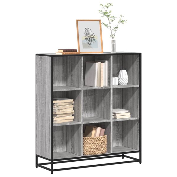 Boekenkast 97,5X33X107,5 Cm Bewerkt Hout En Metaal 97.5 x 33 x 107.5 cm Grijs sonoma