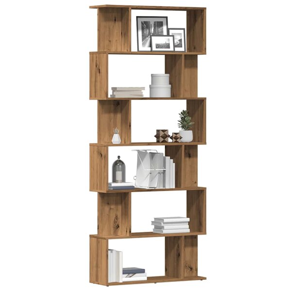 Boekenkast 80X24X192 Cm Bewerkt Hout Artisanaal Eikenkleur artisanaal eikenkleurig