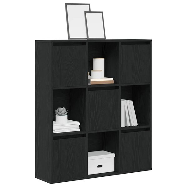 Boekenkast 89X24X101,5 Cm Bewerkt Hout Eikenkleurig Zwart 89 cm 101.5 cm