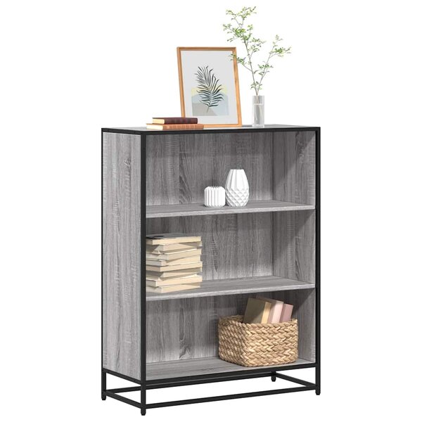 Boekenkast 80,5X35X107,5Cm Bewerkt Hout Eikenkleur Grijs Sonoma 80.5 cm 107.5 cm