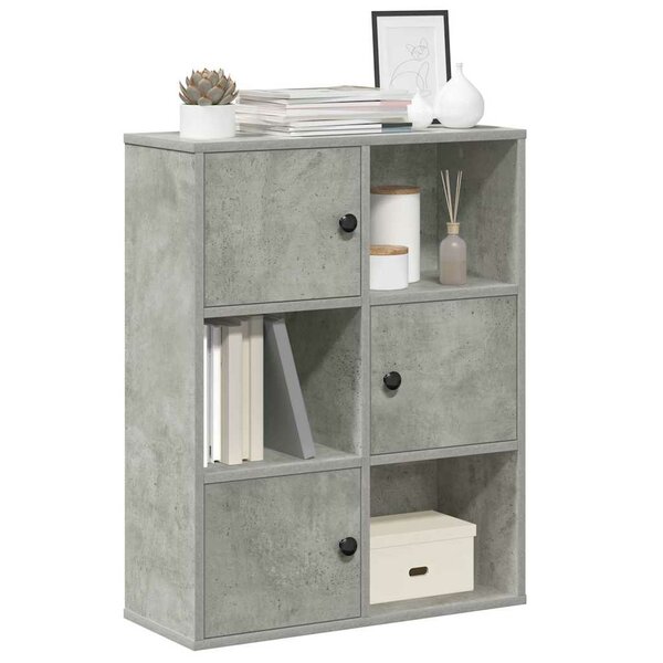 Boekenkast 60X24X76,5 Cm Bewerkt Hout Betongrijs 60 cm 76.5 cm