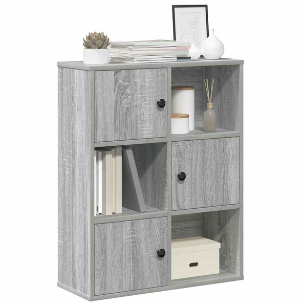 Boekenkast 60X24X76,5 Cm Bewerkt Hout Eikenkleurig Grijs Sonoma 60 cm 76.5 cm