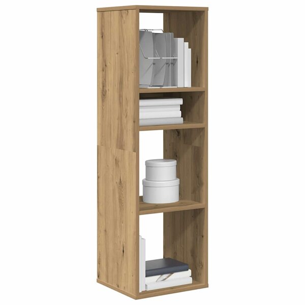 Boekenkast Bewerkt Hout Artisanaal Eikenkleur 34 x 31 x 112 cm artisanaal eikenkleurig