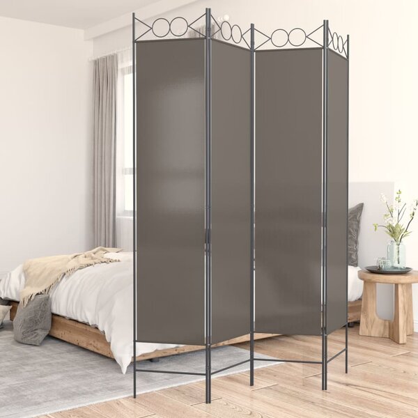 Kamerscherm met 4 panelen 160x200 cm stof antracietkleurig
