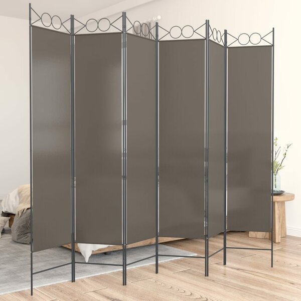 Kamerscherm met 6 panelen 240x200 cm stof antracietkleurig