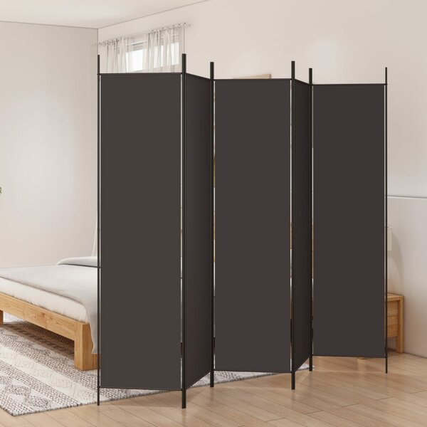 Kamerscherm Met 5 Panelen Stof Bruin 250 x 200 cm