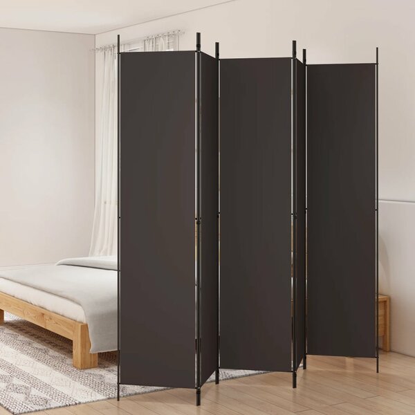 Kamerscherm Met 5 Panelen Stof Bruin 250 x 220 cm