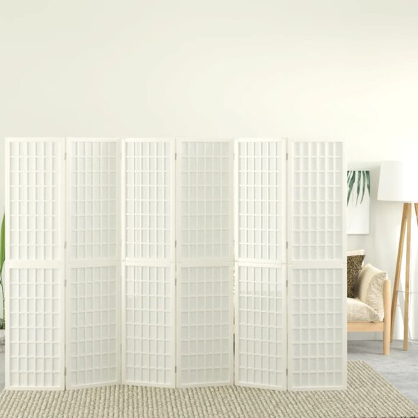 Kamerscherm inklapbaar 6 panelen Japanse stijl 240x170 cm wit