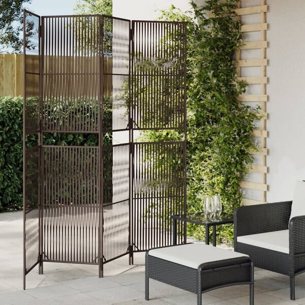 Kamerscherm 4 Panelen Poly Rattan Bruin 1 196 x 200 cm