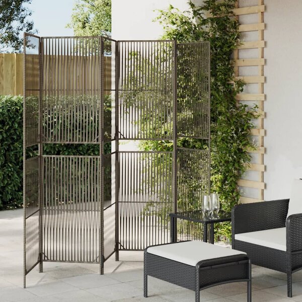 Kamerscherm 6 Panelen Poly Rattan Grijs 1 294 x 180 cm