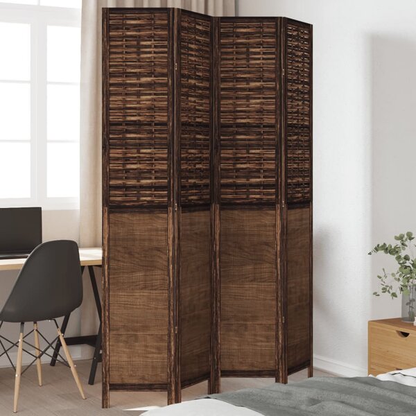 Kamerscherm Met 4 Panelen Massief Paulowniahout Donkerbruin 40 x 220 cm