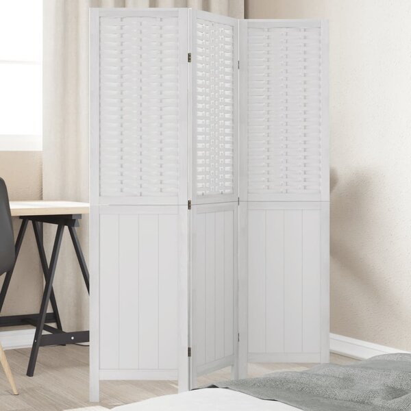 Kamerscherm Met 3 Panelen Massief Paulowniahout Wit 40 x 160 cm