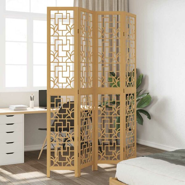Kamerscherm Met 4 Panelen Massief Paulowniahout Bruin 40 x 220 cm