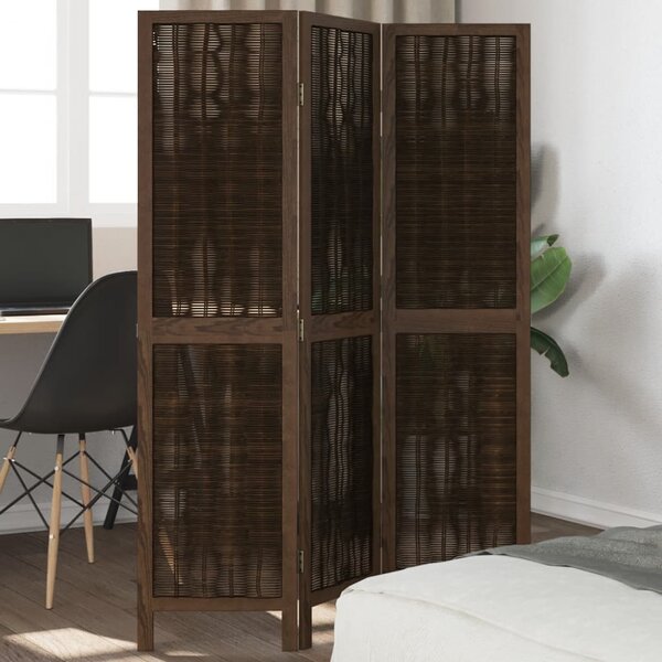 Kamerscherm Met 3 Panelen Massief Paulowniahout Donkerbruin 40 x 160 cm