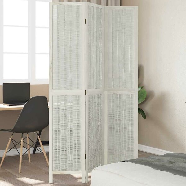 Kamerscherm Met 3 Panelen Massief Paulowniahout Wit 40 x 200 cm 1