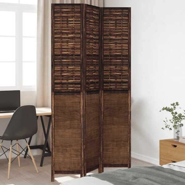 Kamerscherm Met 3 Panelen Massief Paulowniahout Donkerbruin 40 x 220 cm