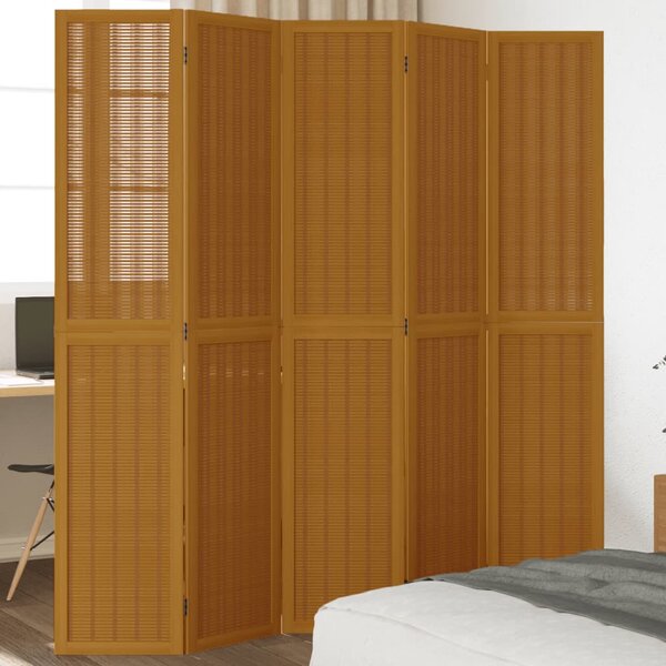 Kamerscherm Met 5 Panelen Massief Paulowniahout Bruin 40 x 200 cm
