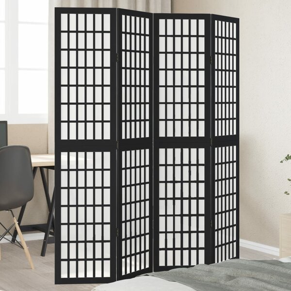 Kamerscherm Met 4 Panelen Massief Paulowniahout Zwart 40 x 180 cm