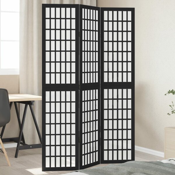 Kamerscherm Met 3 Panelen Massief Paulowniahout Zwart 40 x 180 cm
